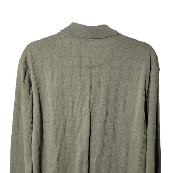 Van Heusen Mens Sz M Green Solid Long Sleeve Collared Polo Shirt - Picture 4 of 11